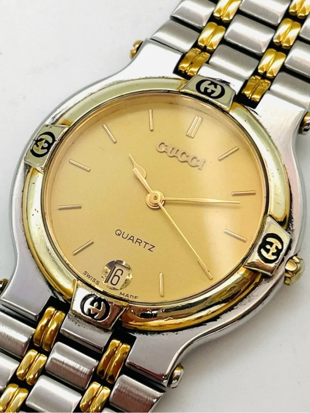 Gucci Two-Tone Stainless Steel Watch with Gold Dial